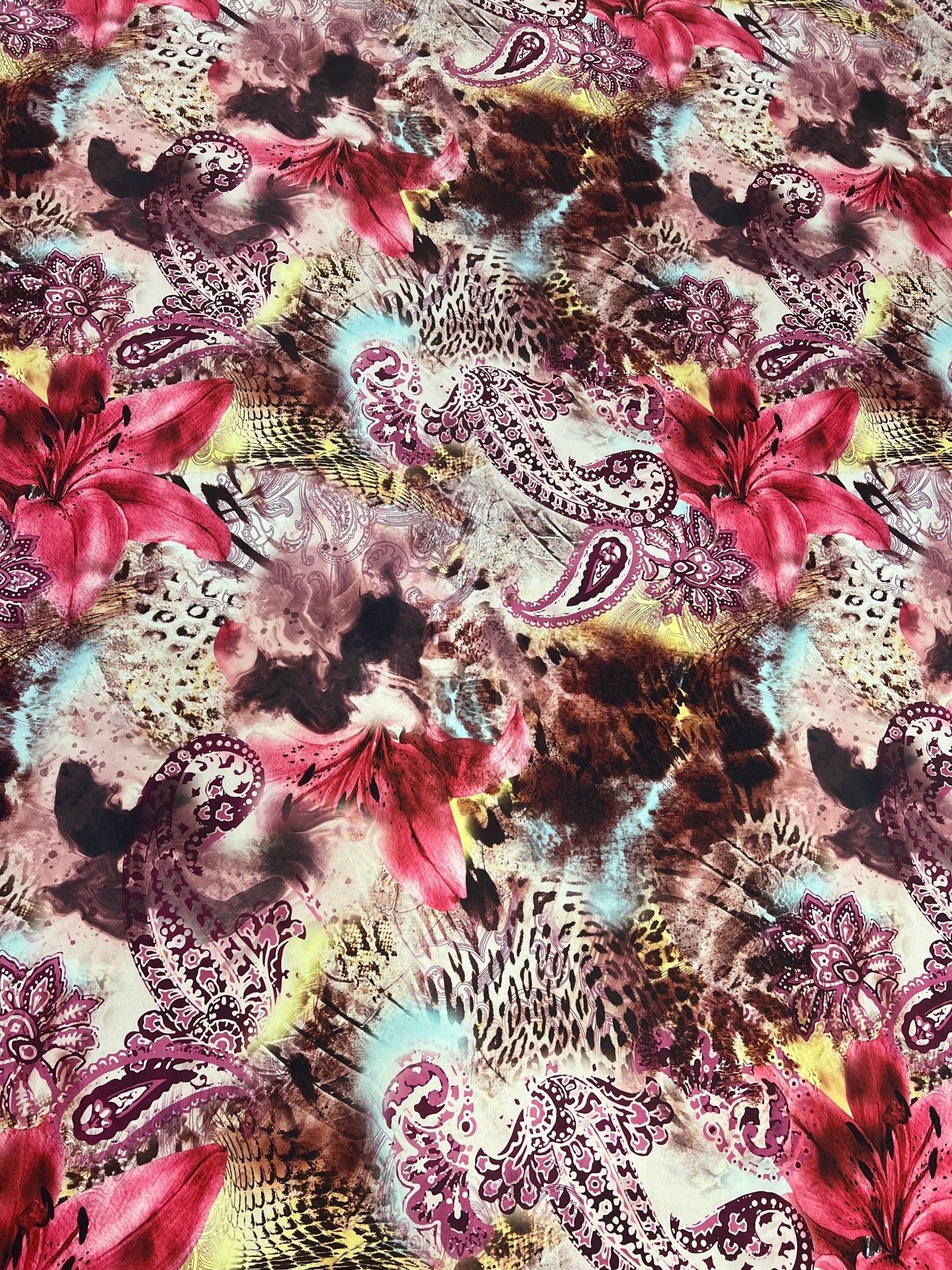 Pink Floral Animal Print Soft Touch 4 Way Stretch Fabric - T9 Fabrics